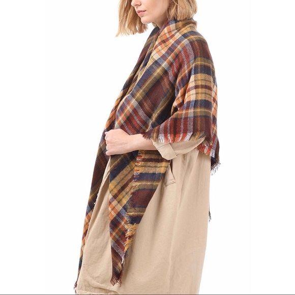 Classic Plaid Blanket Oversized Cozy Scarf - Picture 3 of 7